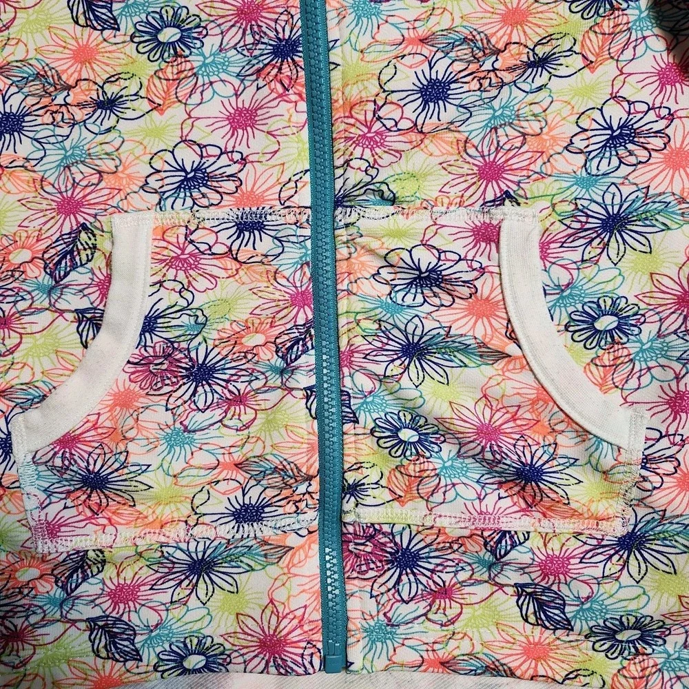 Nike Girls Full Zip Hoodie Sweatshirt L Neon Floral Print